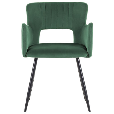 Velvet Dining Chair Set of 2 Dark Green SANILAC
