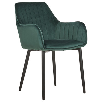 Velvet Dining Chair Set of 2 Dark Green WELLSTON