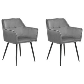 Velvet Dining Chair Set of 2 Dark Grey JASMIN