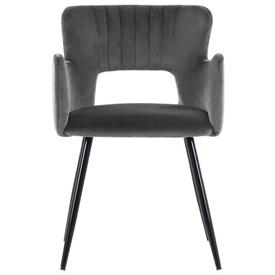 Velvet Dining Chair Set of 2 Dark Grey SANILAC