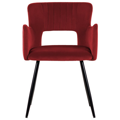 Velvet Dining Chair Set of 2 Dark Red SANILAC