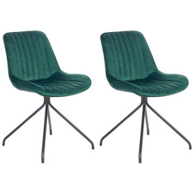 Velvet Dining Chair Set of 2 Emerald Green NAVASOTA