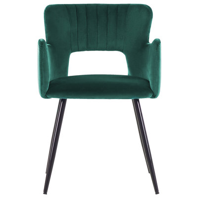 Velvet Dining Chair Set of 2 Emerald Green SANILAC