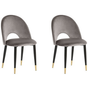 Velvet Dining Chair Set of 2 Grey MAGALIA