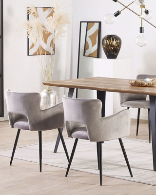 Velvet Dining Chair Set of 2 Grey SANILAC