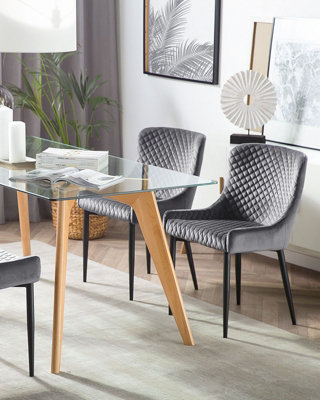 Velvet Dining Chair Set of 2 Grey SOLANO