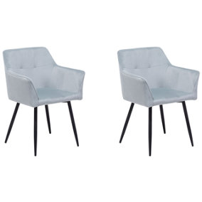 Velvet Dining Chair Set of 2 Light Grey JASMIN