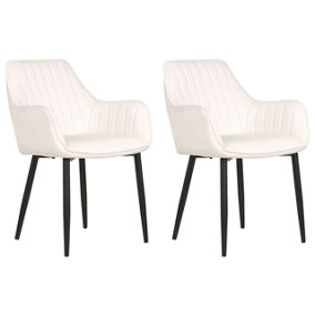 Velvet Dining Chair Set of 2 Off-White WELLSTON