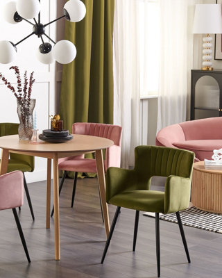 Velvet Dining Chair Set of 2 Olive Green SANILAC