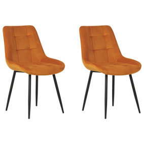 Velvet Dining Chair Set of 2 Orange MELROSE