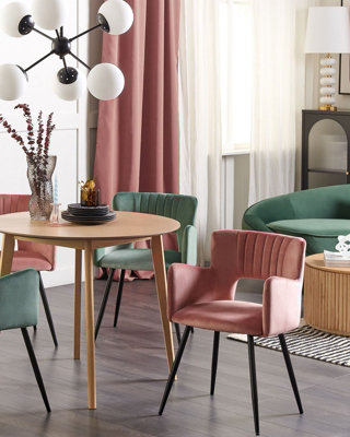 Velvet Dining Chair Set of 2 Pastel Pink SANILAC
