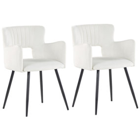 Velvet Dining Chair Set of 2 White SANILAC