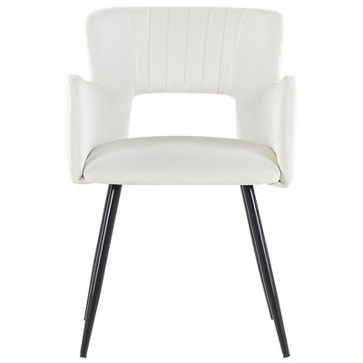 Velvet Dining Chair Set of 2 White SANILAC