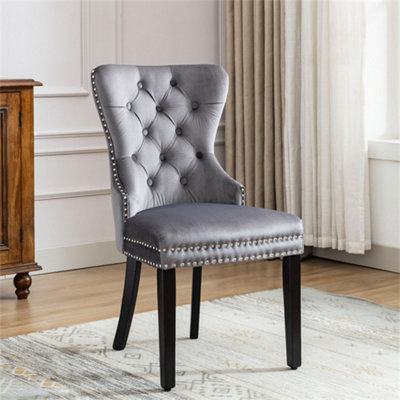 Grey knocker dining chairs deals oak legs