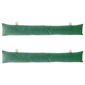 Velvet Draught Excluder - 60cm x 12cm - Pack of 2 - Green