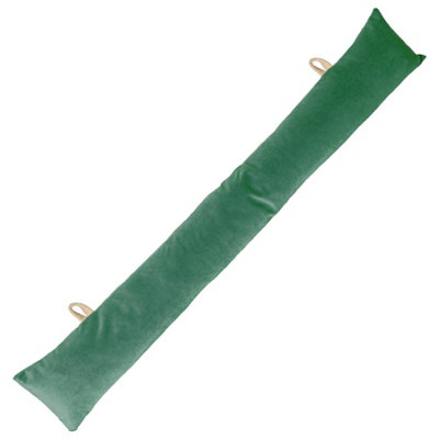 Velvet Draught Excluder - 60cm x 12cm - Pack of 2 - Green