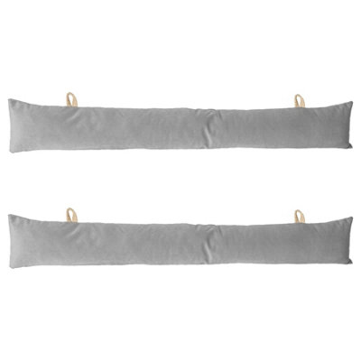 Velvet Draught Excluder - 60cm x 12cm - Pack of 2 - Grey