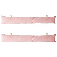 Velvet Draught Excluder - 60cm x 12cm - Pack of 2 - Pink