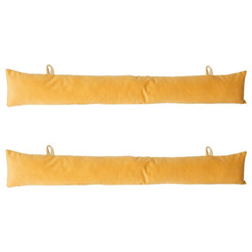 Velvet Draught Excluder - 60cm x 12cm - Pack of 2 - Yellow