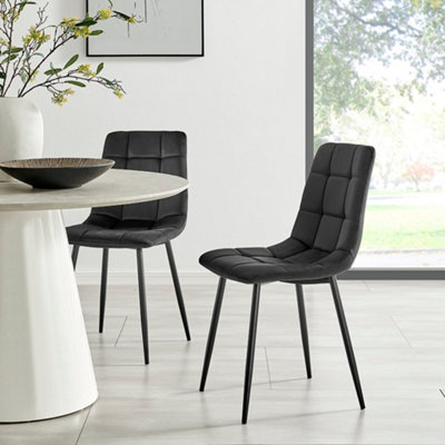 Velvet Embossed Dining Chair - Black