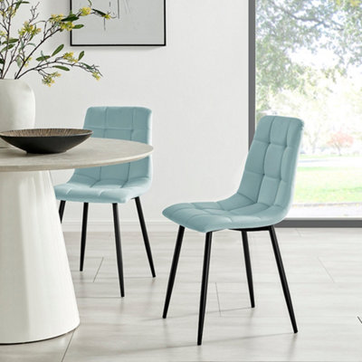 Velvet Embossed Dining Chair - Blue