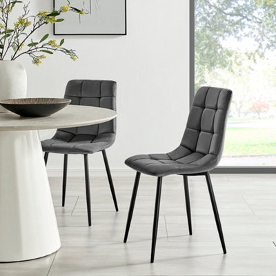 Velvet Embossed Dining Chair - Grey