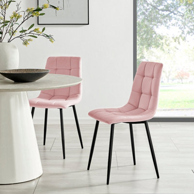 Velvet Embossed Dining Chair - Pink