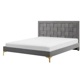 Velvet EU Double Bed Grey LIMOUX