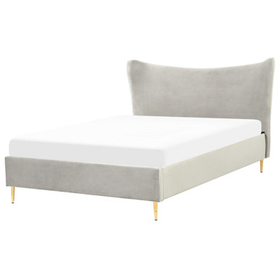 Velvet EU Double Bed Light Grey CHALEIX