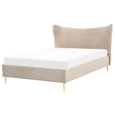 Velvet EU Double Bed Taupe CHALEIX