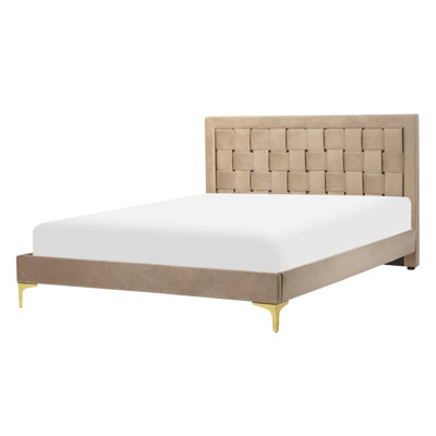 Velvet EU Double Bed Taupe LIMOUX