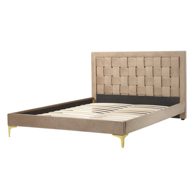 Velvet EU Double Bed Taupe LIMOUX