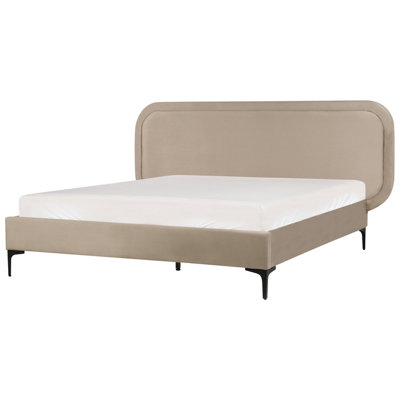 Velvet EU Double Size Bed Beige SUZETTE