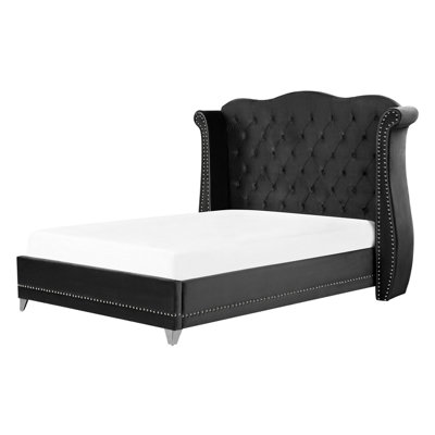 Velvet EU Double Size Bed Black AYETTE