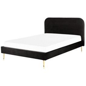 Velvet EU Double Size Bed Black FLAYAT
