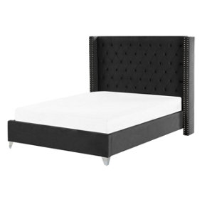 Velvet EU Double Size Bed Black LUBBON