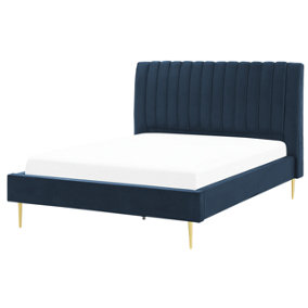 Velvet EU Double Size Bed Blue MARVILLE