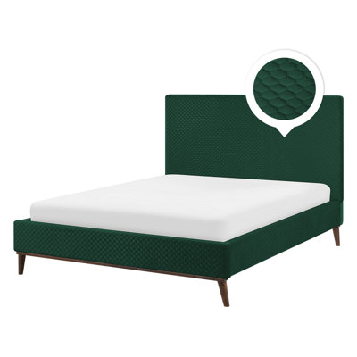 Velvet EU Double Size Bed Dark Green BAYONNE