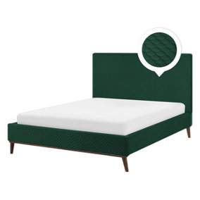 Velvet EU Double Size Bed Dark Green BAYONNE