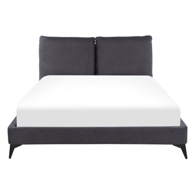 Velvet EU Double Size Bed Dark Grey MELLE