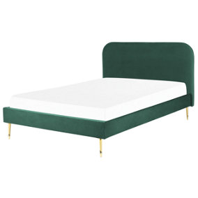 Velvet EU Double Size Bed Green FLAYAT
