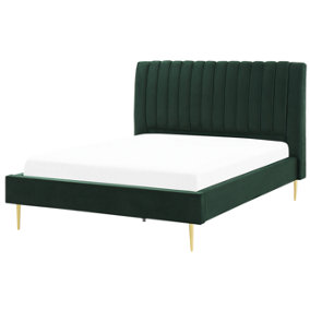 Velvet EU Double Size Bed Green MARVILLE
