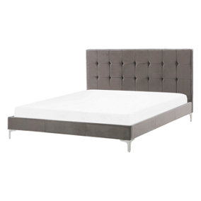 Velvet EU Double Size Bed Grey AMBERT