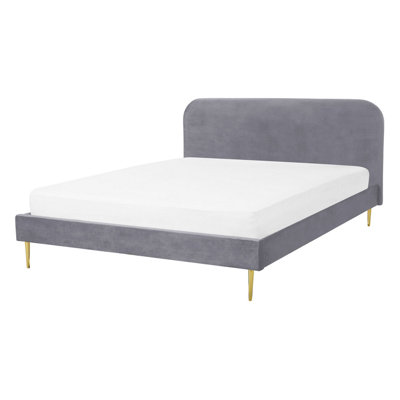 Velvet EU Double Size Bed Grey FLAYAT