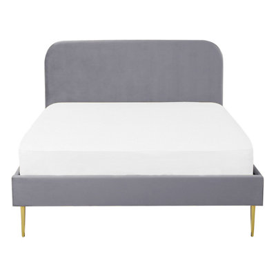 Velvet EU Double Size Bed Grey FLAYAT