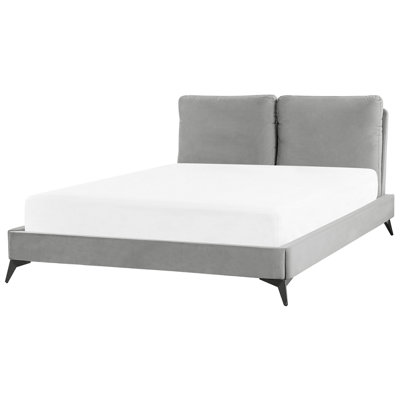 Velvet EU Double Size Bed Grey MELLE