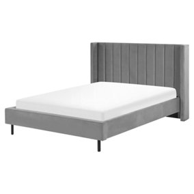 Velvet EU Double Size Bed Grey VILLETTE