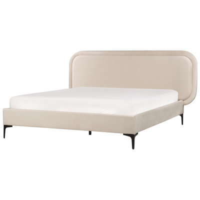 Velvet EU Double Size Bed Light Beige SUZETTE