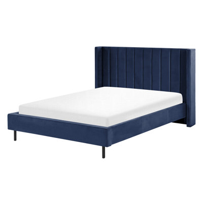 Velvet EU Double Size Bed Navy Blue VILLETTE