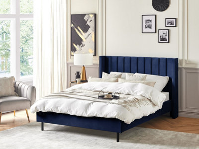 Velvet EU Double Size Bed Navy Blue VILLETTE